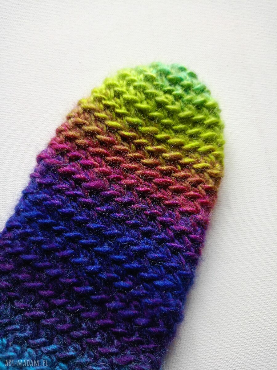 Oryginalne cieniowane rękawiczki na zimę - handmade z wełny (S/M)