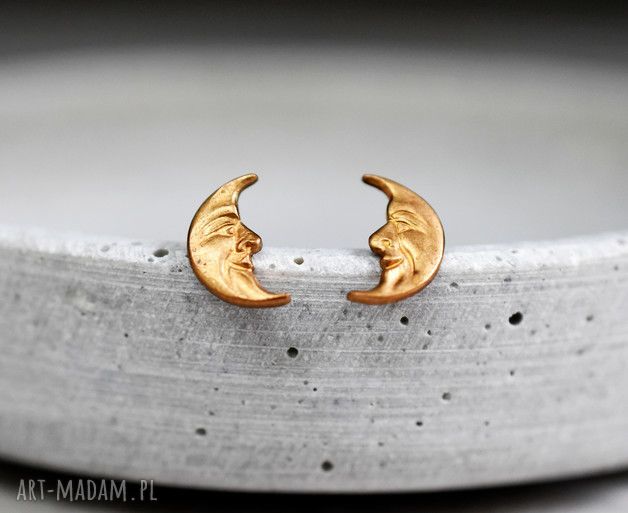 biżuteria: Oryginalne kolczyki vintage z lat 70 Księżyc autorskie
