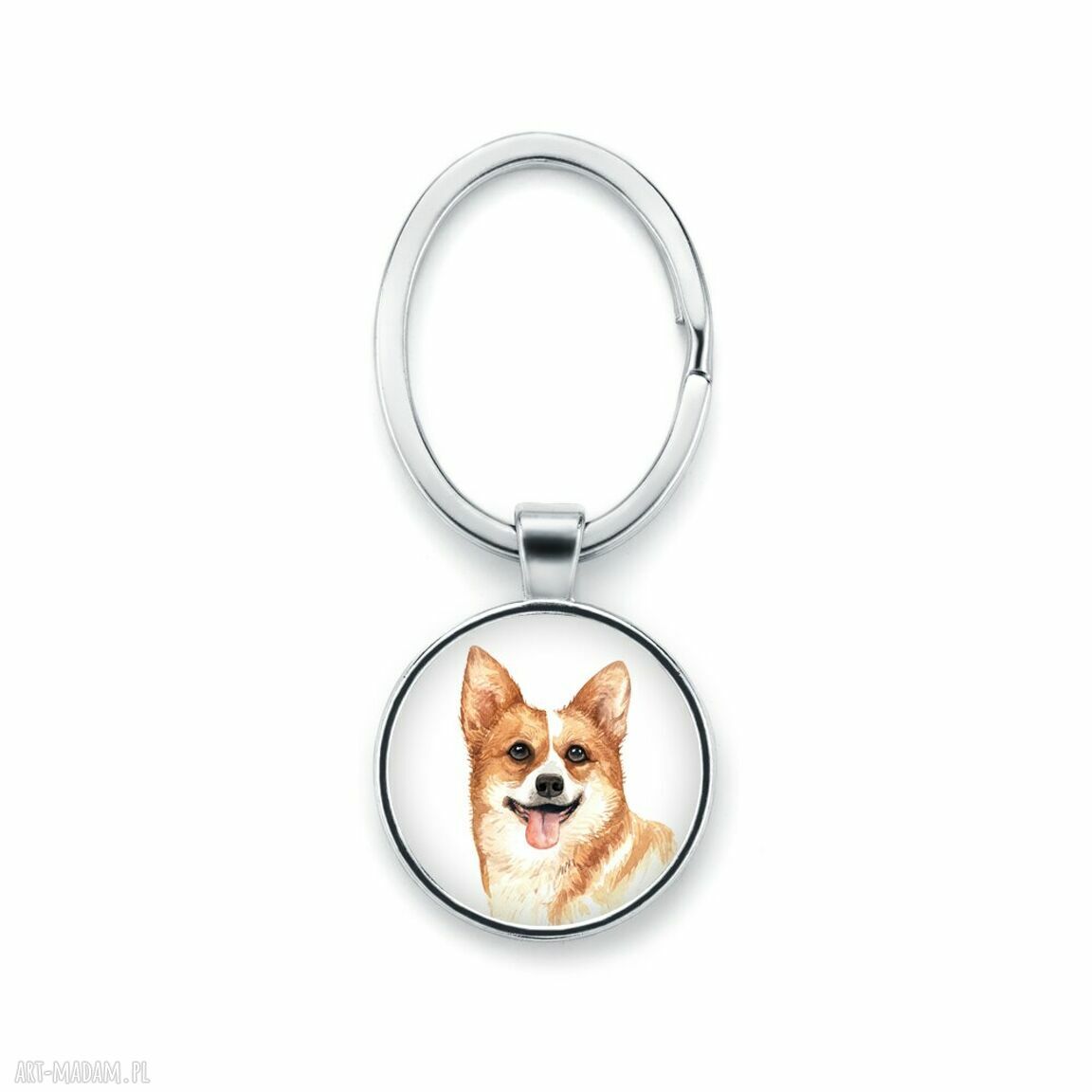 Oryginalny brelok z grafiką Welsh Corgi - ręcznie wykonany dodatek do kluczy