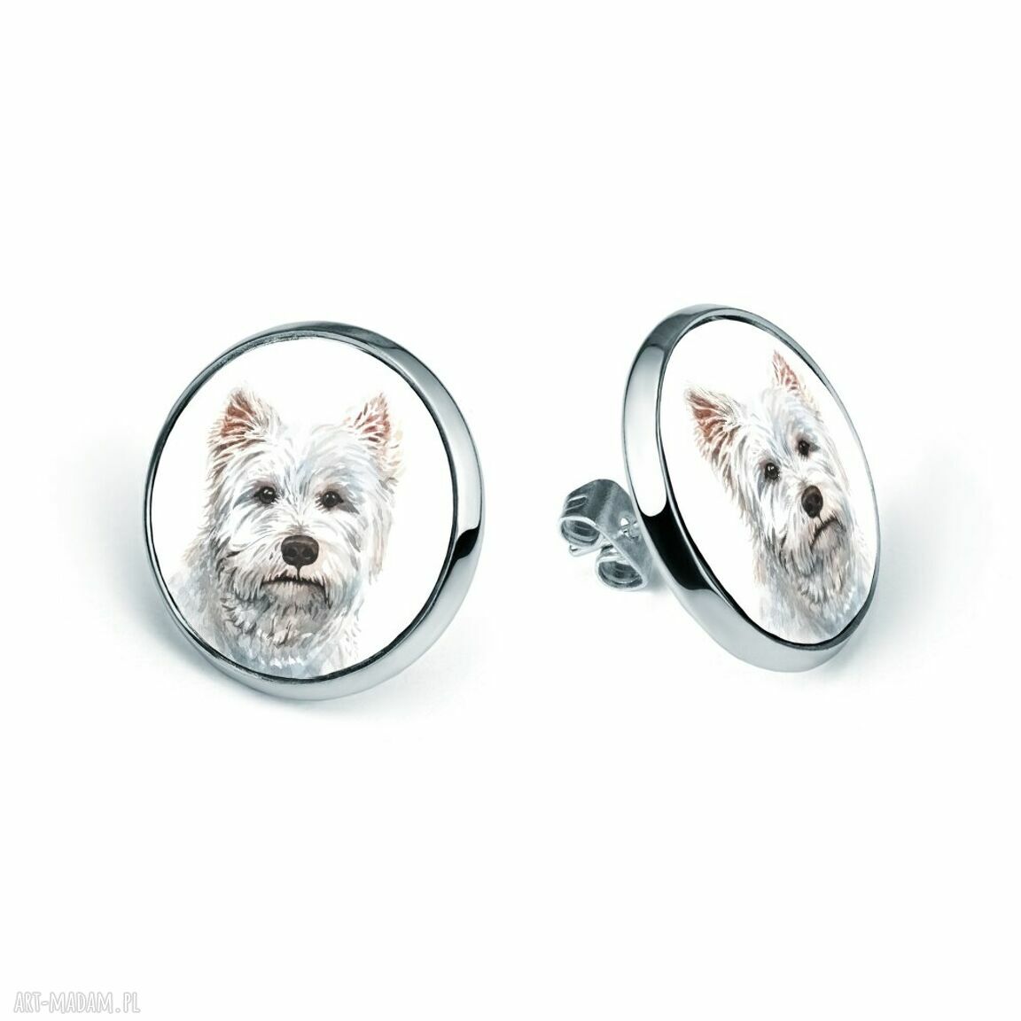 Kolczyki sztyfty grafiką west highland white terrier prezent