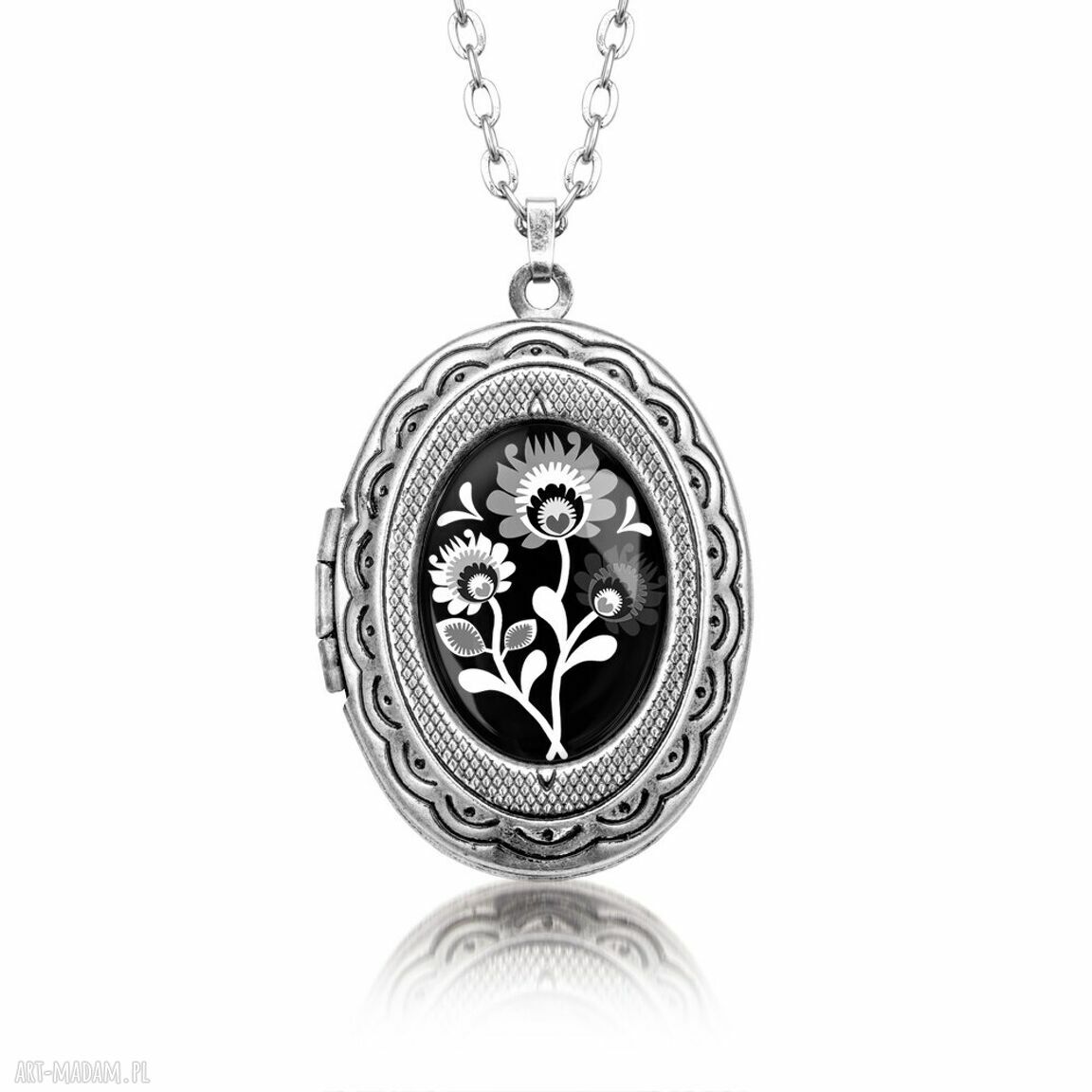 Sekretnik owalny Bukiet Ludowy - wisiorek handmade