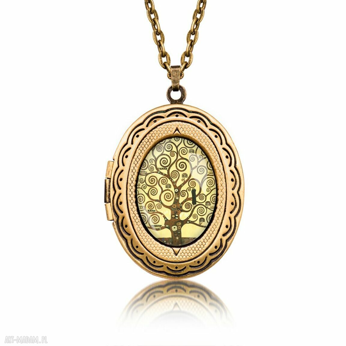 Wisiorek Sekretnik Owalny Tree of Life w stylu Klimta - unikatowy prezent