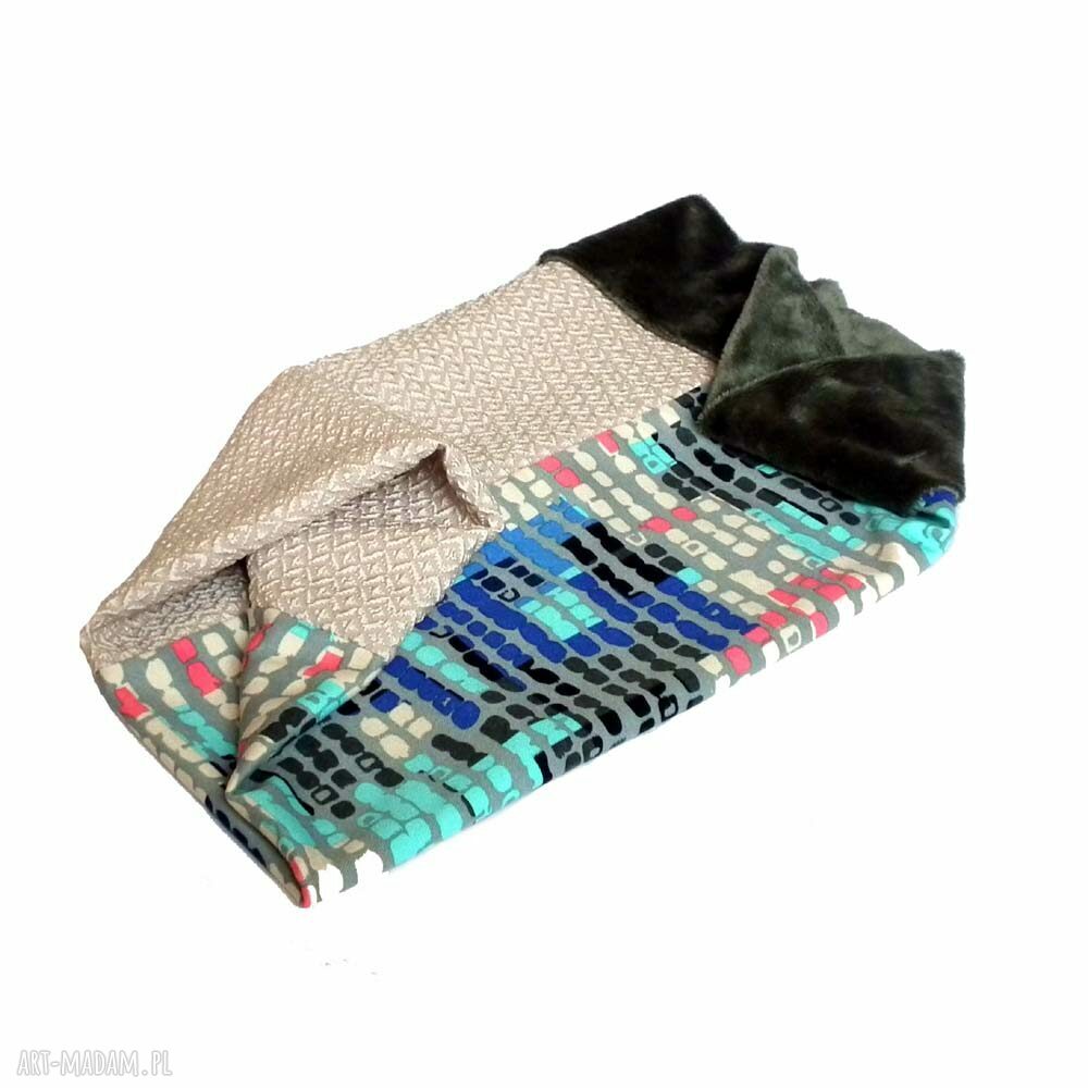 Oryginalny szal-komin z futerkiem - ciepły i miękki komin handmade