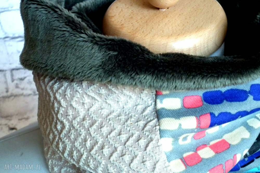 Oryginalny szal-komin z futerkiem - ciepły i miękki komin handmade