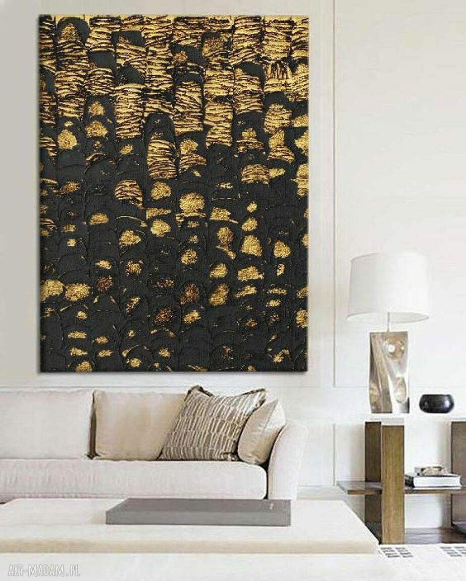 Czarno-złoty obraz strukturalny OSCURO - glamour do salonu 100x150 cm