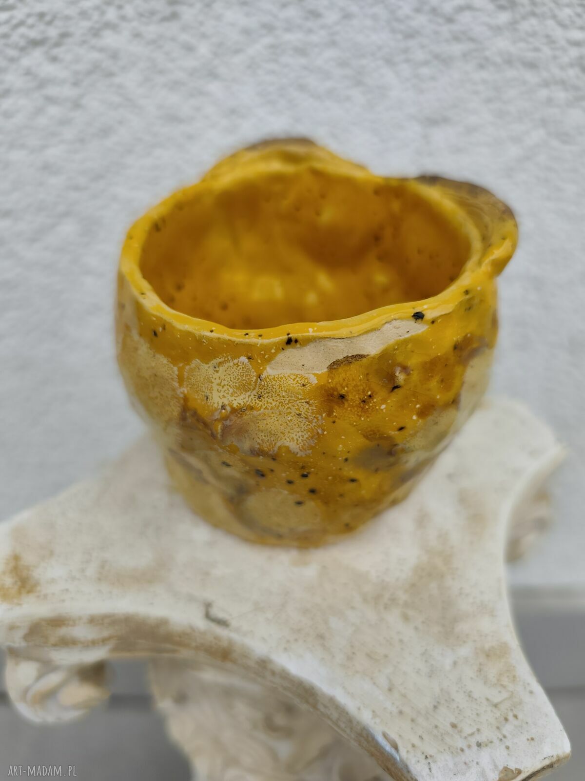 Osłonka do kwiatów Sowa z ceramiki - handmade do doniczek i ziół