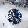 fioletowe pierścionki wirewrapping osobliwość - blue sky rose srebrny