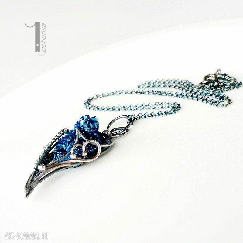 naszyjniki: Osobliwość noc perseidów srebrny naszyjnik z kwarcem tytanowym handmade