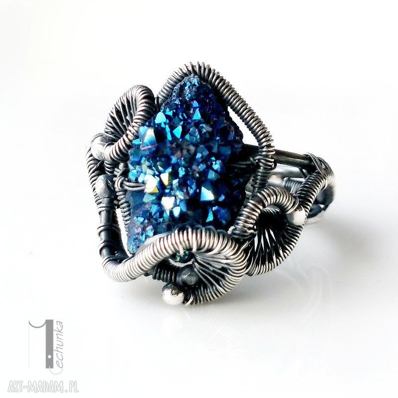 Osobliwość otchłań pierścionek z pirytem HandMade
