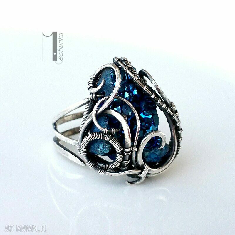 pierścionki: Osobliwość Virgo srebrny pierścień z kwarcem tytanowym Hand Made