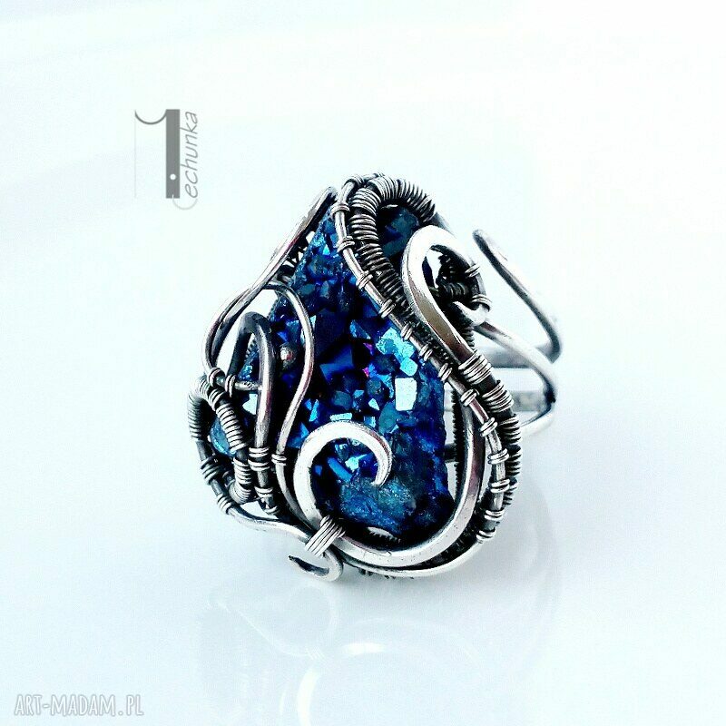 pierścionki: Osobliwość Virgo srebrny pierścień z kwarcem tytanowym Hand Made