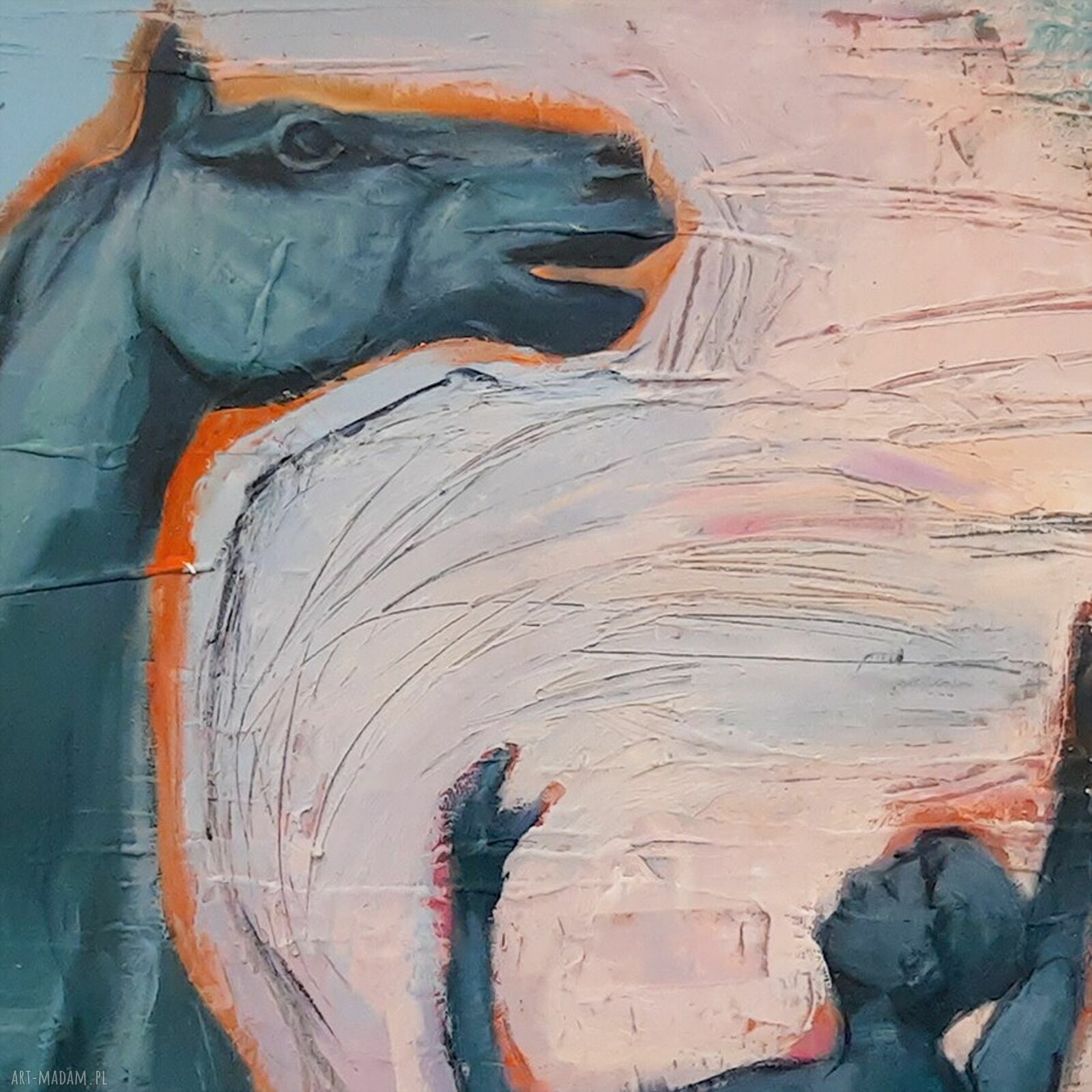 Oswajanie - oryginalny obraz akrylowy na płótnie 50x70 cm
