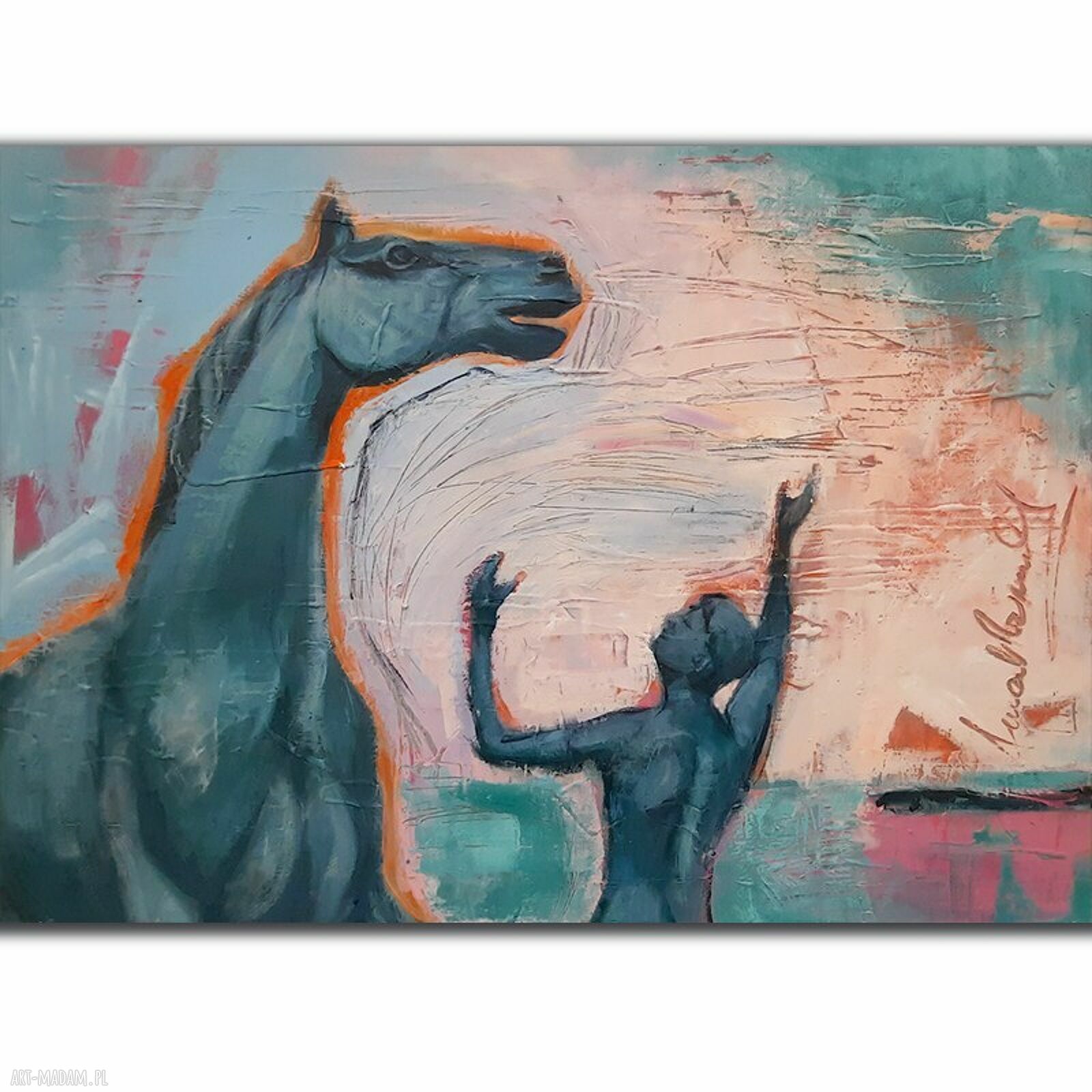 Oswajanie - oryginalny obraz akrylowy na płótnie 50x70 cm
