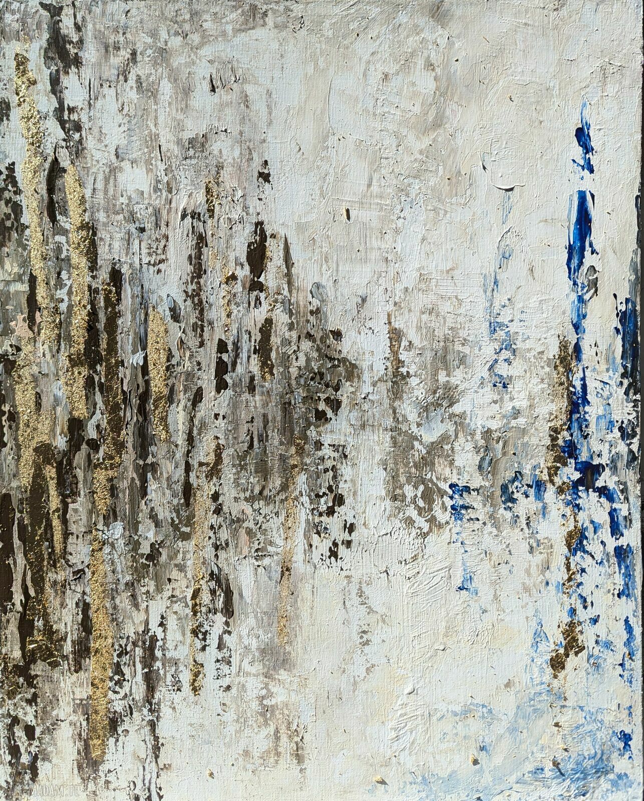 Otchłań II w brązach - ręcznie malowana abstrakcja 100x70 cm