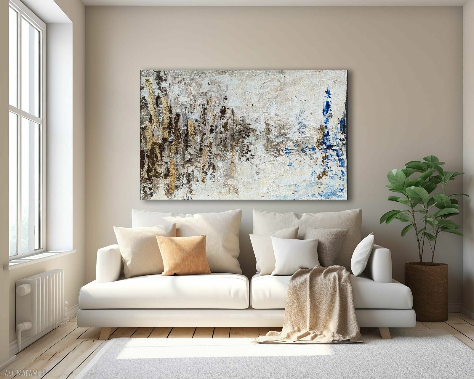 Otchłań II w brązach - ręcznie malowana abstrakcja 100x70 cm