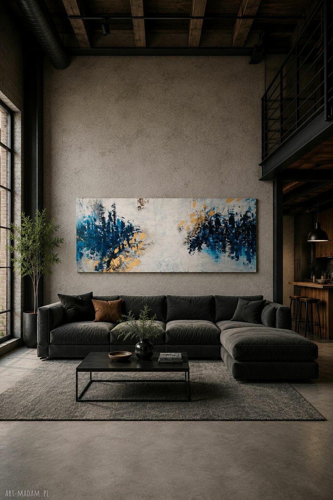OTCHŁAŃ - obraz abstrakcyjny ręcznie malowany na płótnie 80x120 cm