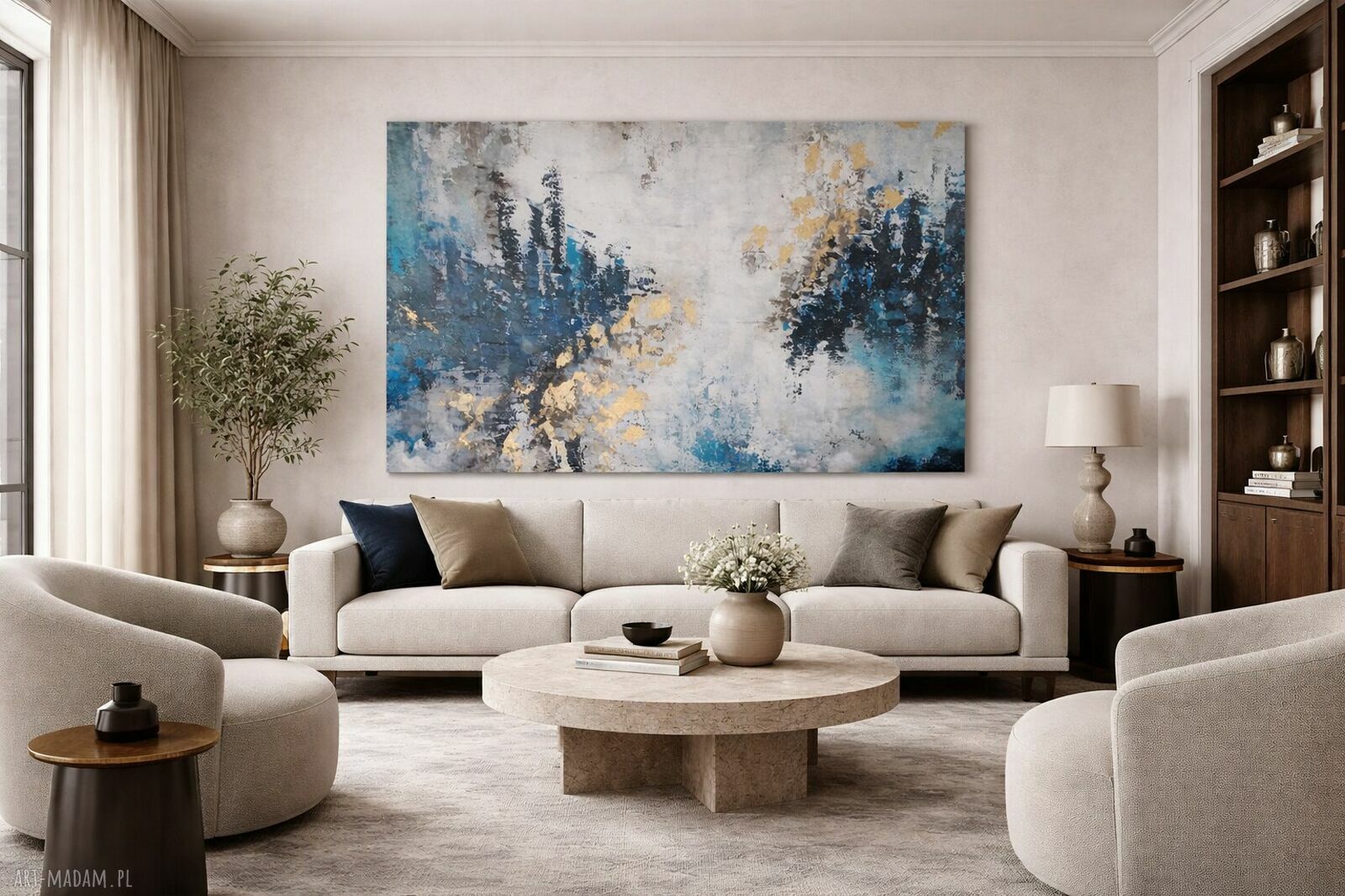 OTCHŁAŃ - obraz abstrakcyjny ręcznie malowany na płótnie 80x120 cm