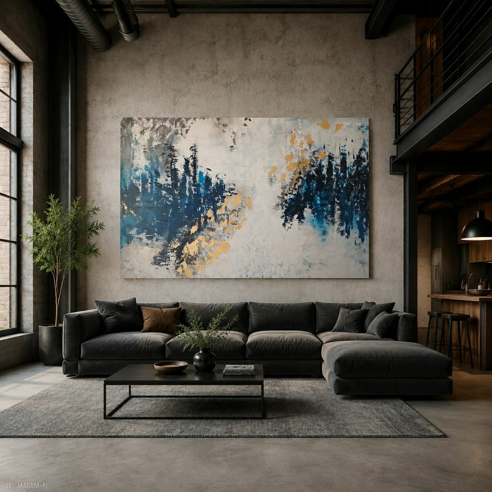 OTCHŁAŃ - obraz abstrakcyjny ręcznie malowany na płótnie 80x120 cm