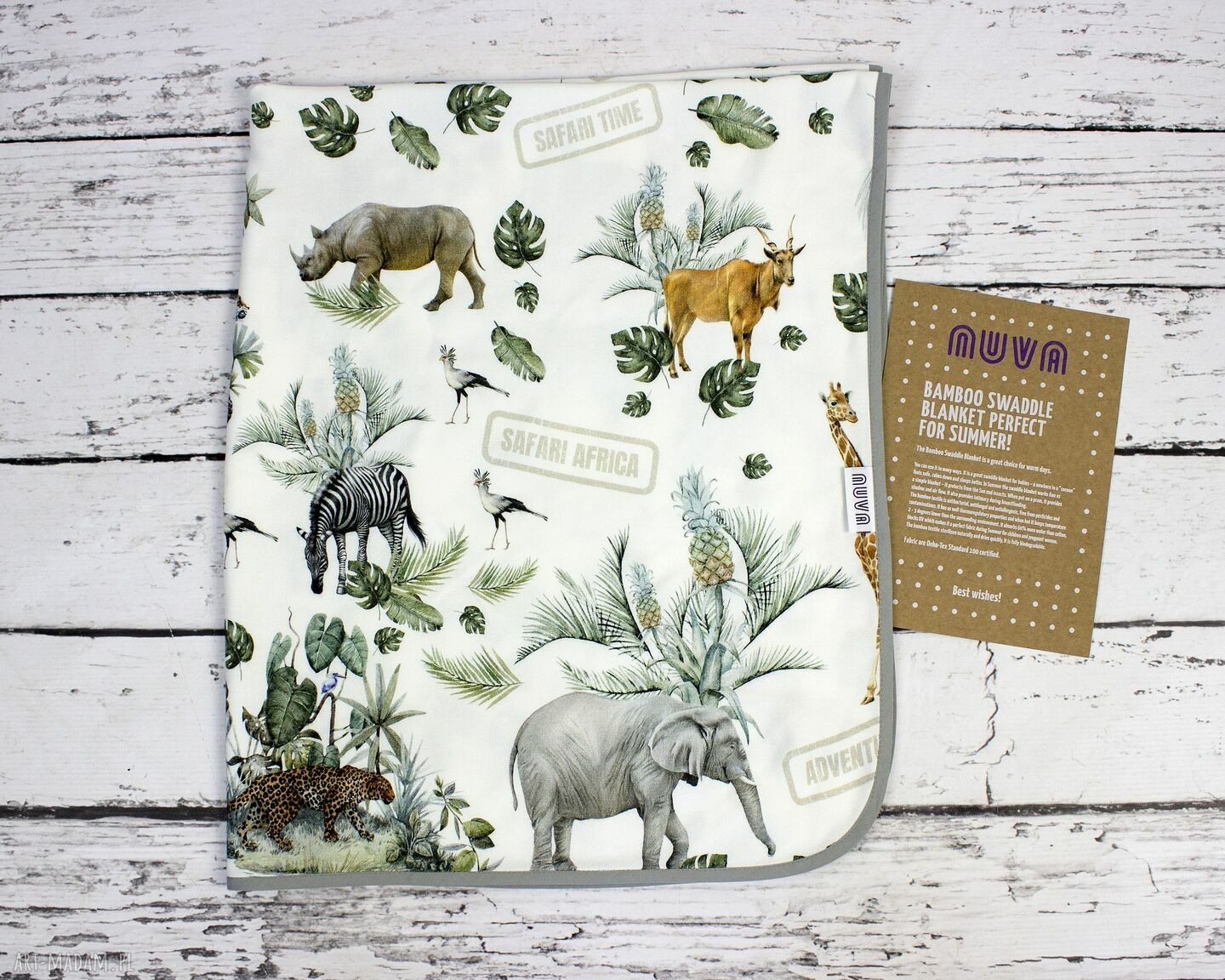 Otulacz bambusowy Safari Animals 75x100