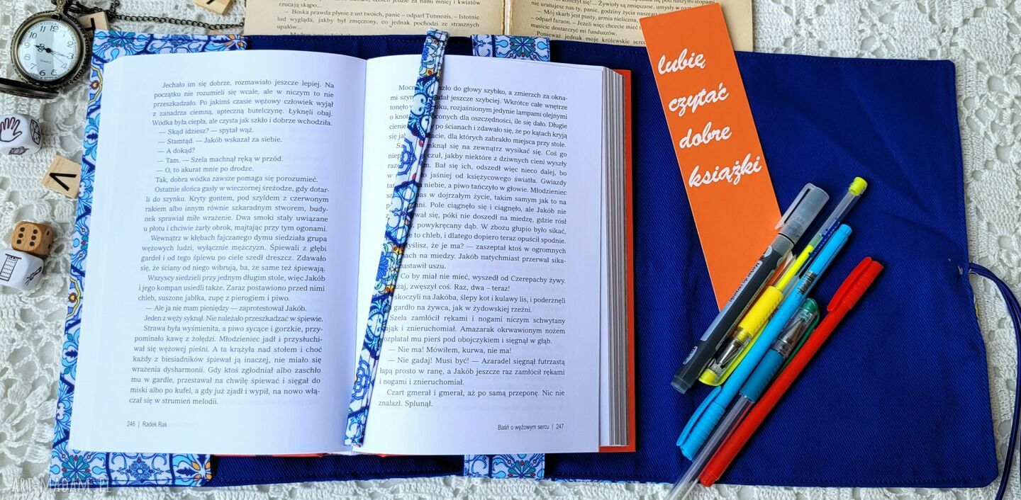 Wodoodporne etui na książkę i notes kafelki (ręcznie szyte)