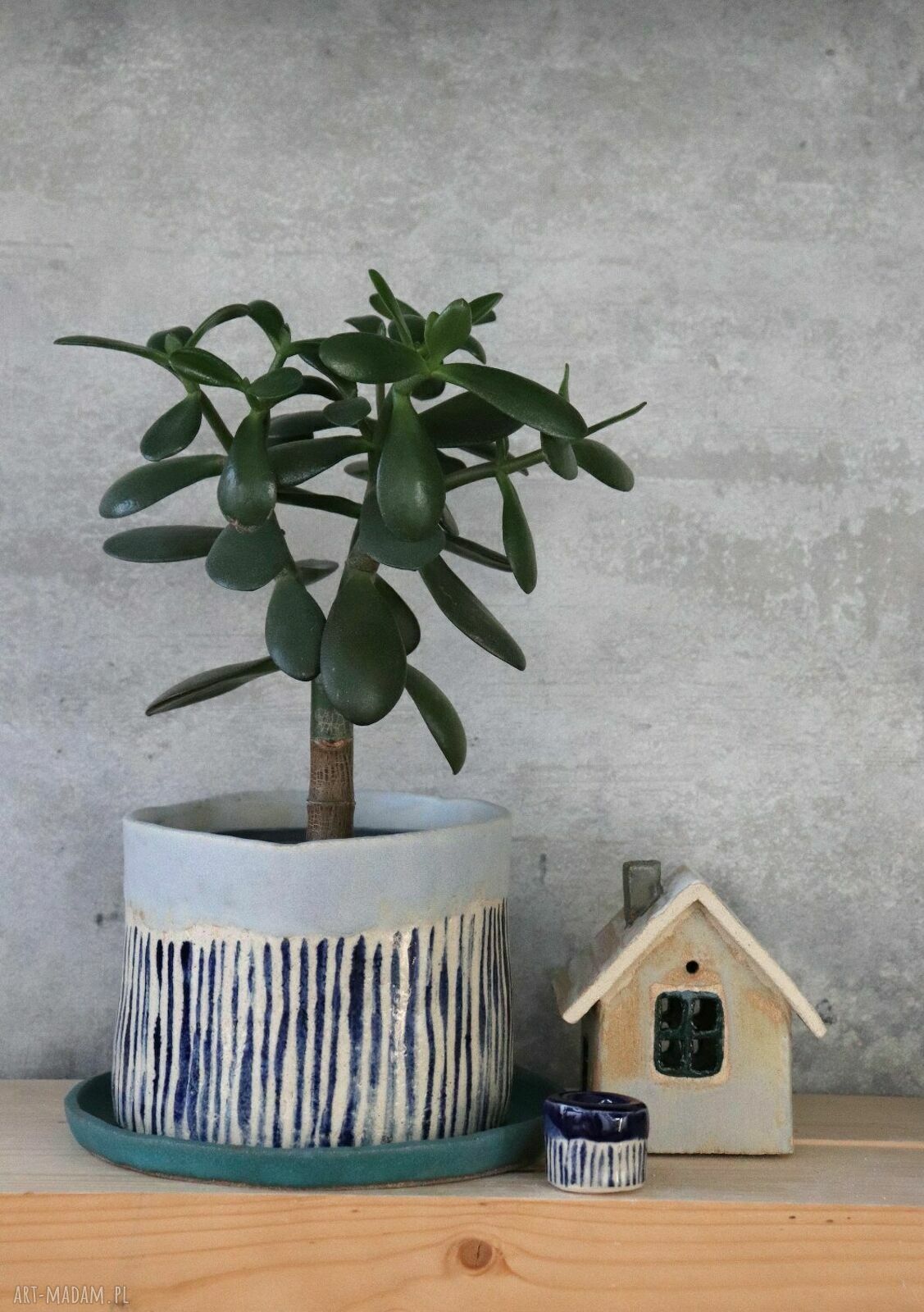 Otuliny - doniczka ceramiczna handmade, ręcznie lepiona i szkliwiona na niebiesko