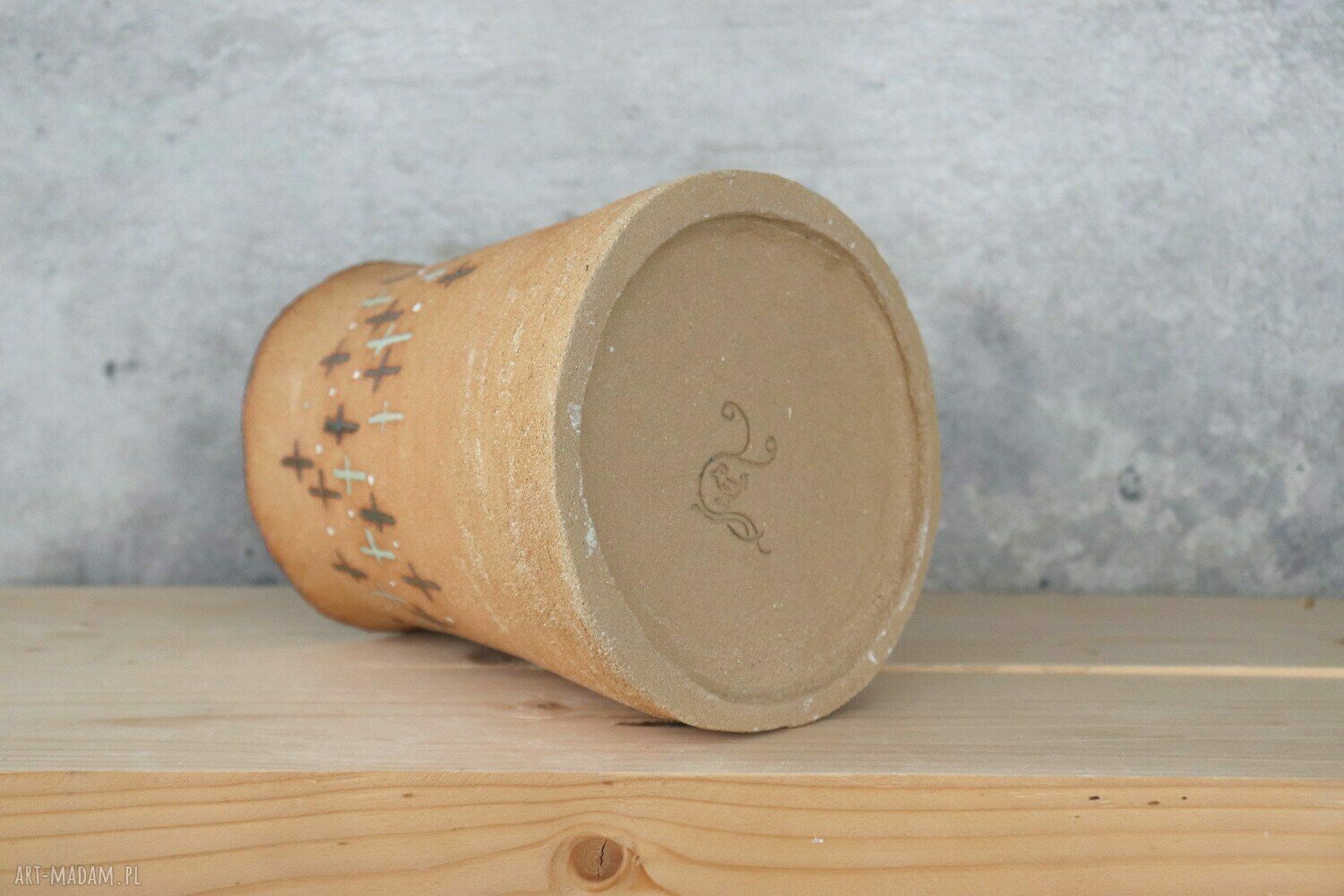 Wazon ceramiczny Otuliny - żółty, zdobiony szkliwem