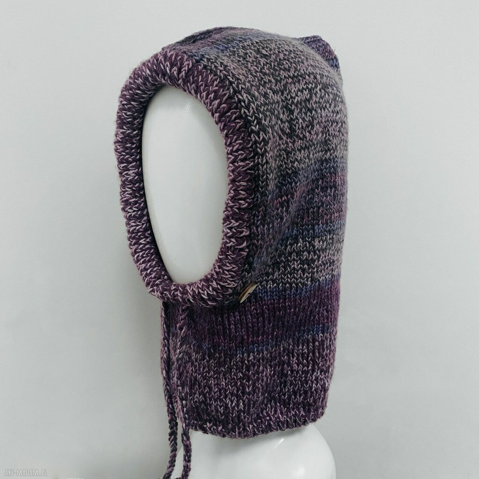 Balaclava oversize - kominiarka kaptur z wełną merino (kapturokomin)