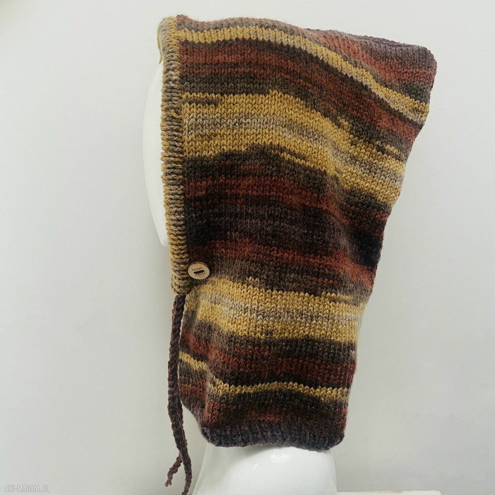 Balaclava oversize - kominiarka z kapturem, ręcznie robiona