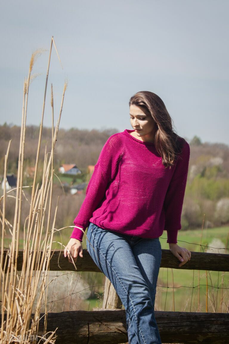 Oversize bawełniany sweterek Hermina - ręcznie robiony w stylu oversize