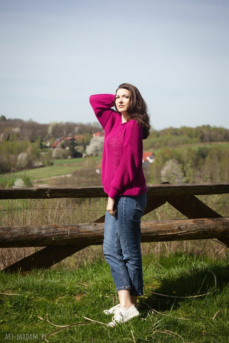 Oversize bawełniany sweterek Hermina - ręcznie robiony w stylu oversize