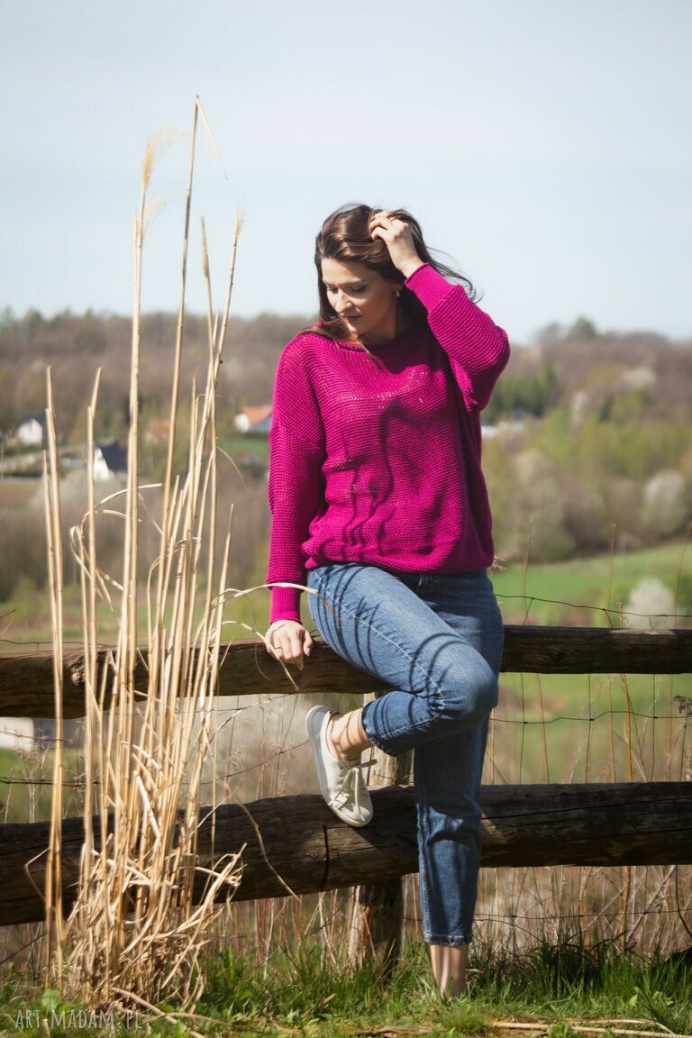 Oversize bawełniany sweterek Hermina - ręcznie robiony w stylu oversize