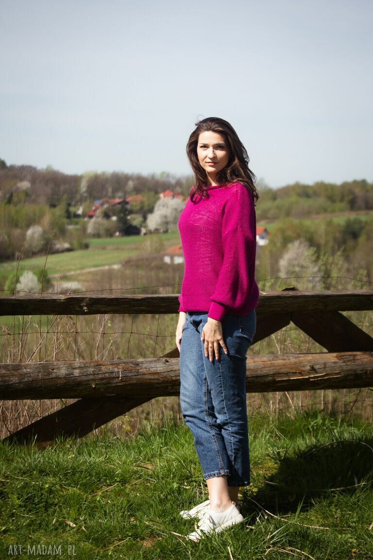 Oversize bawełniany sweterek Hermina - ręcznie robiony w stylu oversize
