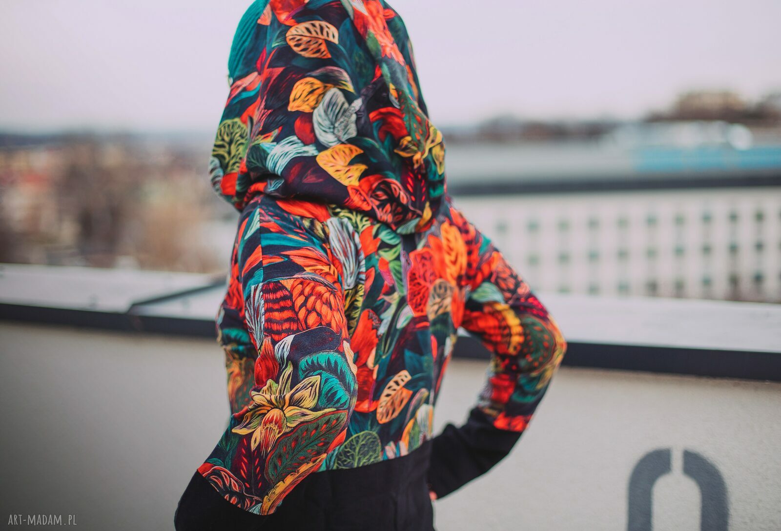OVERSIZE bluza, patchwork, tajemniczy ogród xs