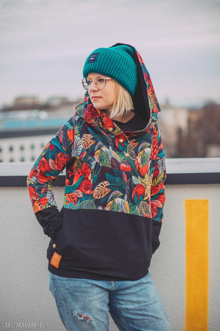 OVERSIZE bluza, patchwork, tajemniczy ogród, lato S