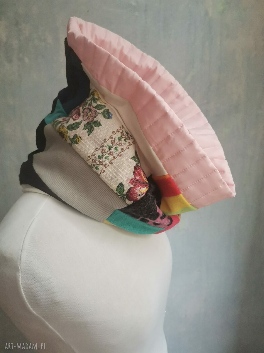 Folk komin oversize patchworkowy etno boho na podszewce