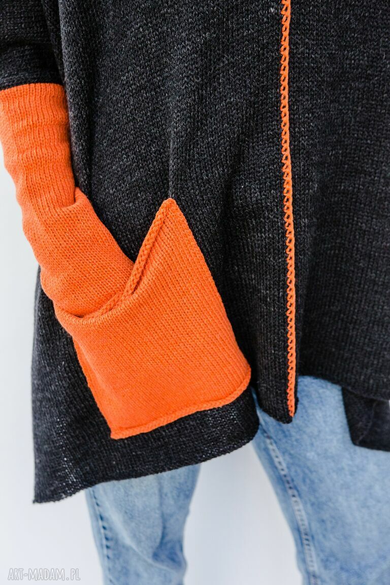 Oversize luźny sweter z wełny Hermina - ciepły sweter handmade