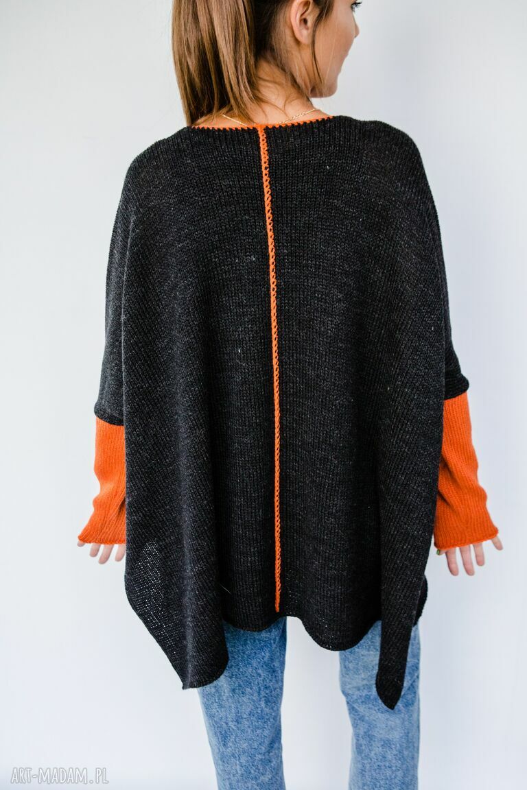 Oversize luźny sweter z wełny Hermina - ciepły sweter handmade