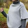 poncho ponczo oversize szare