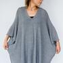 szare poncho wełniane oversize sweter ponczo z mieszanki