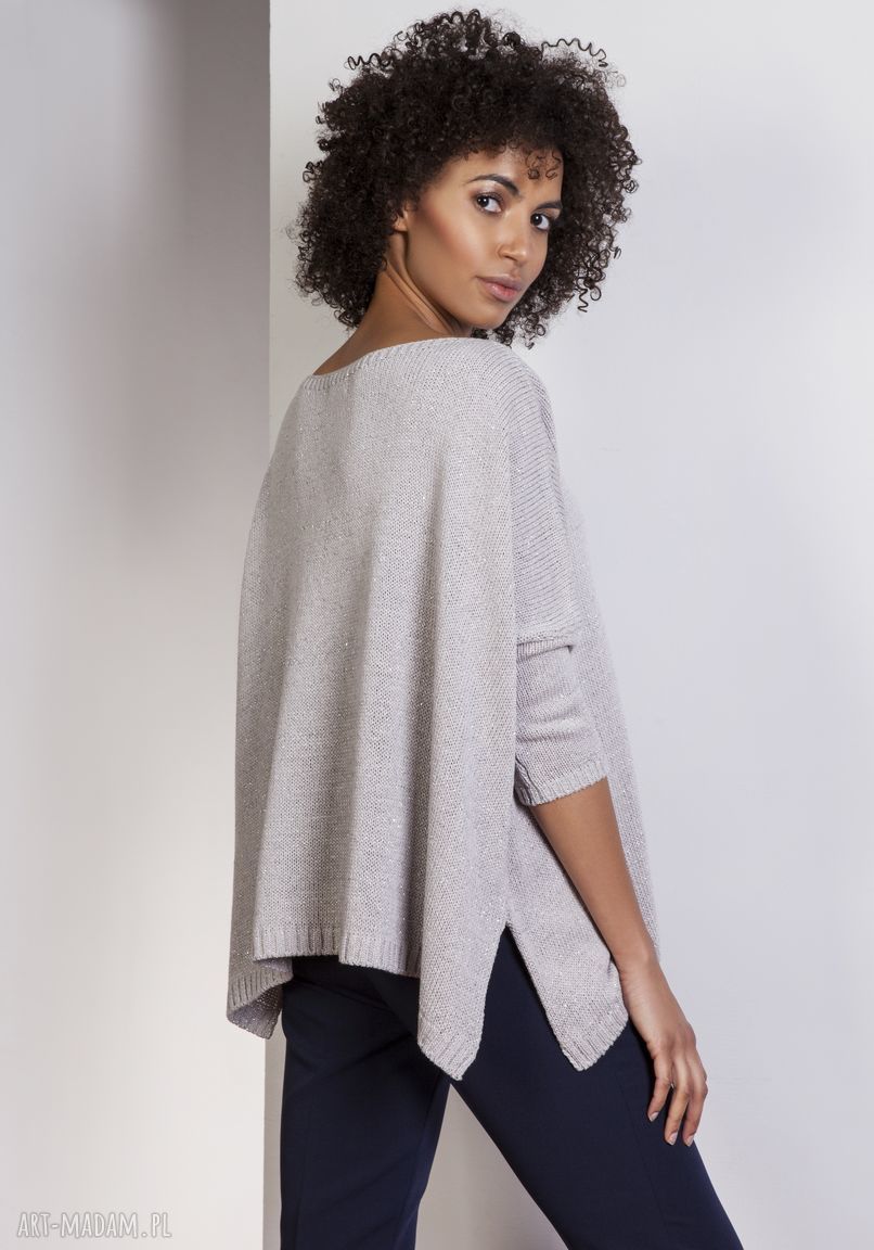 Lekki sweter oversize SWE114 szary