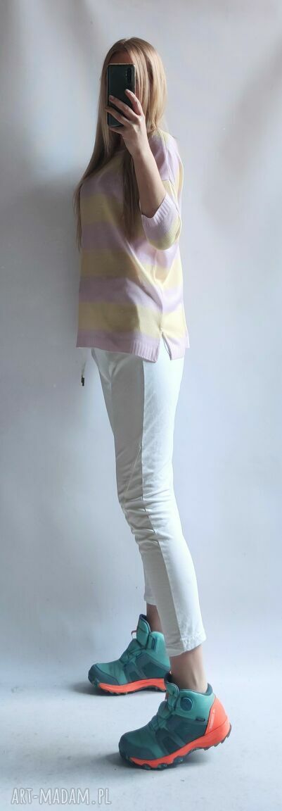 Sweter Oversize w Pasy Paseczki - letni sweterek Bellafeltro