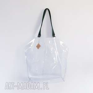 zapętlona nitka torba xl folia transparentna - białe, plażowa