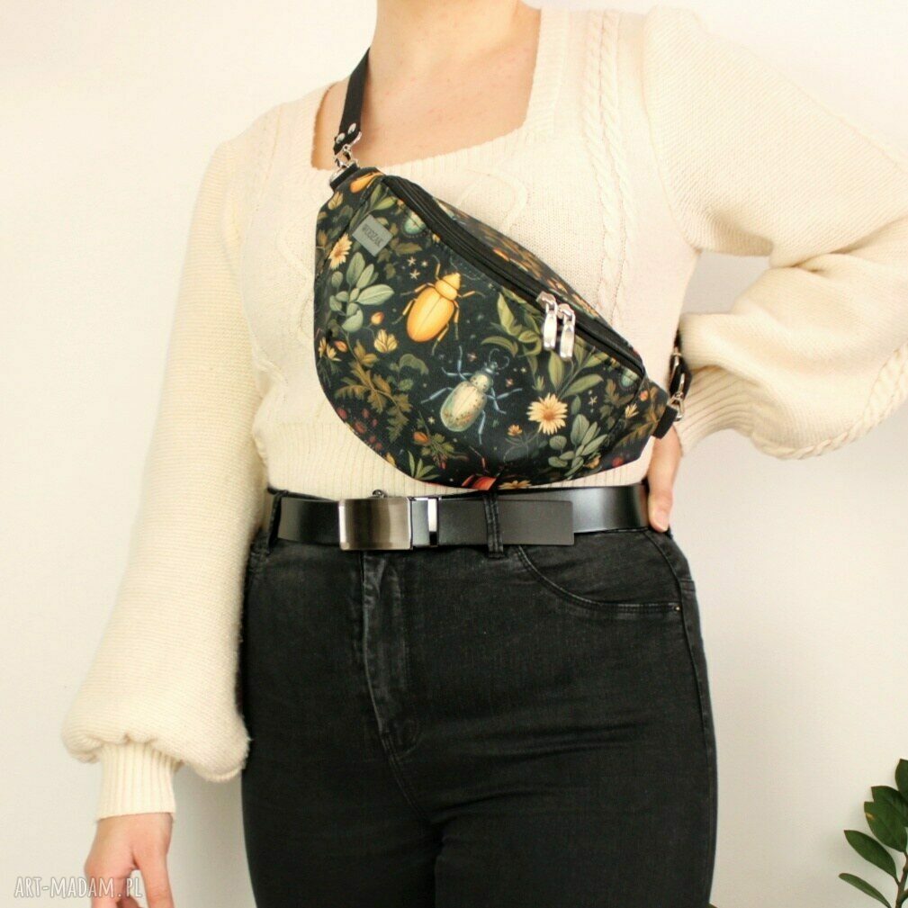 Nerka damska żuki wodoodporna kolorowa owady czarna pojemna