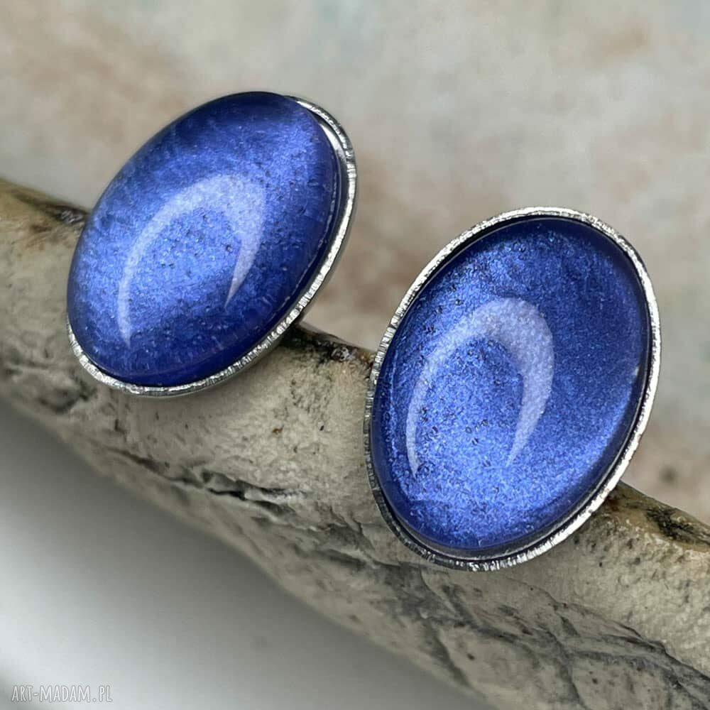 Owalne sztyfty z perłowym lapis-lazuli e30/46 - lekkie