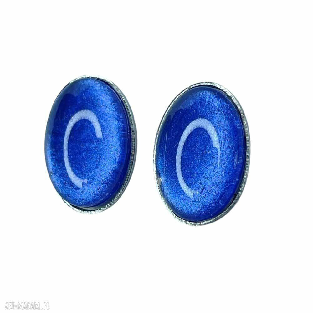 Owalne sztyfty z perłowym lapis-lazuli e30/46 - lekkie