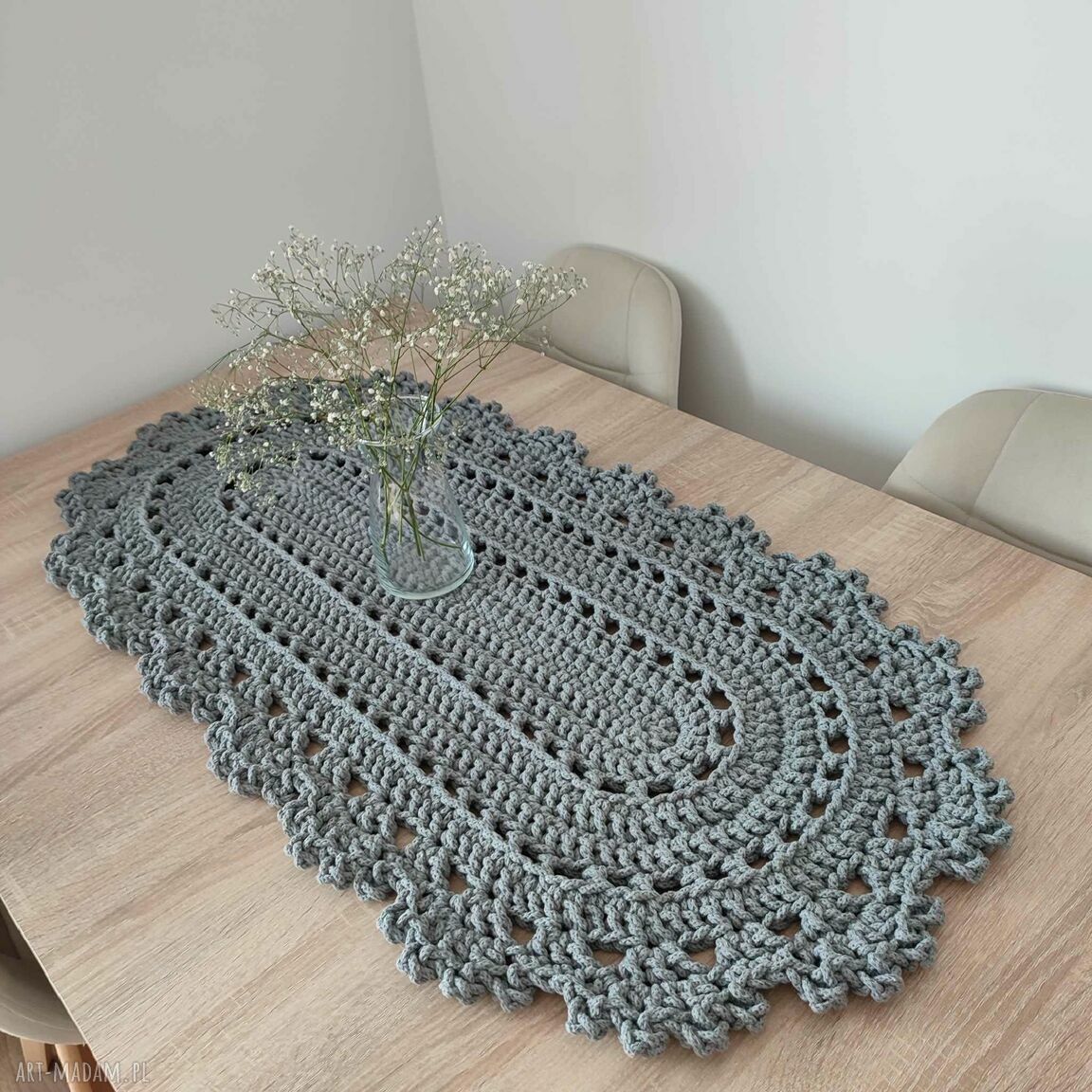 Bieżnik owalny szydełkowy 50x100 cm - do jadalni