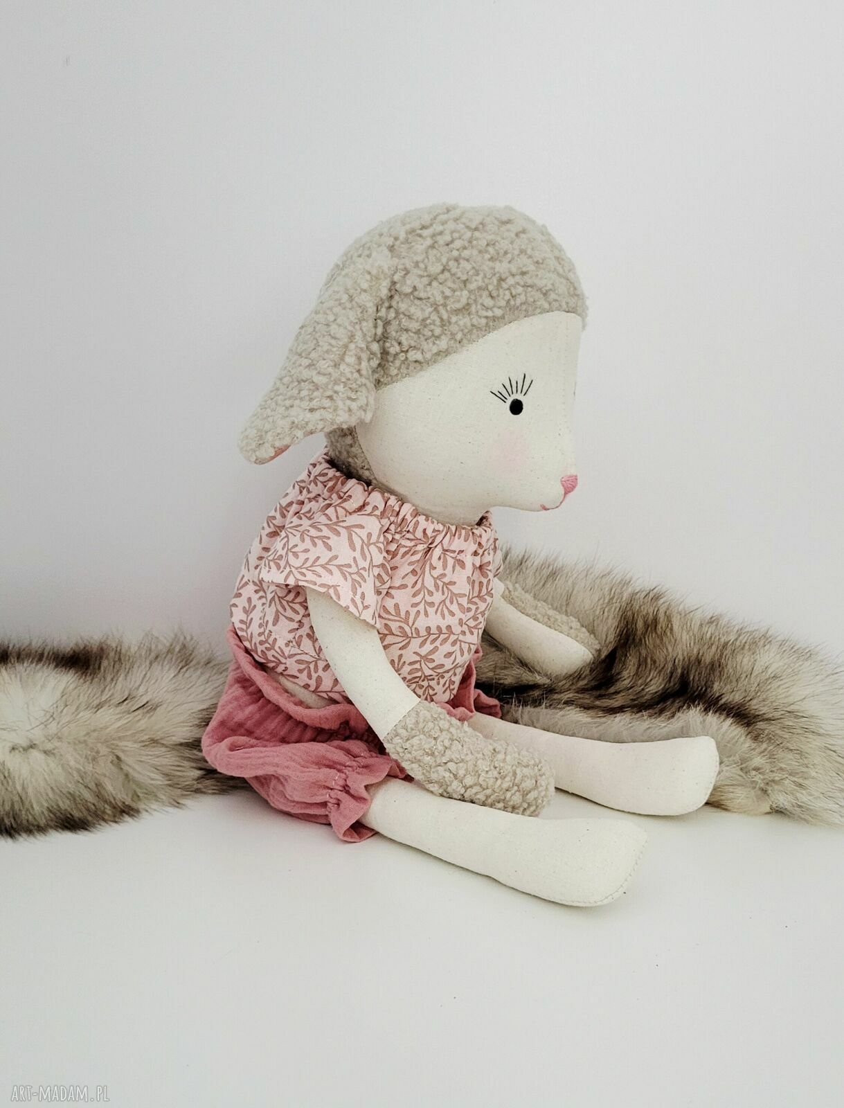 Różowa owieczka - przytulanka z personalizacją, ręcznie szyta (ok. 46 cm)
