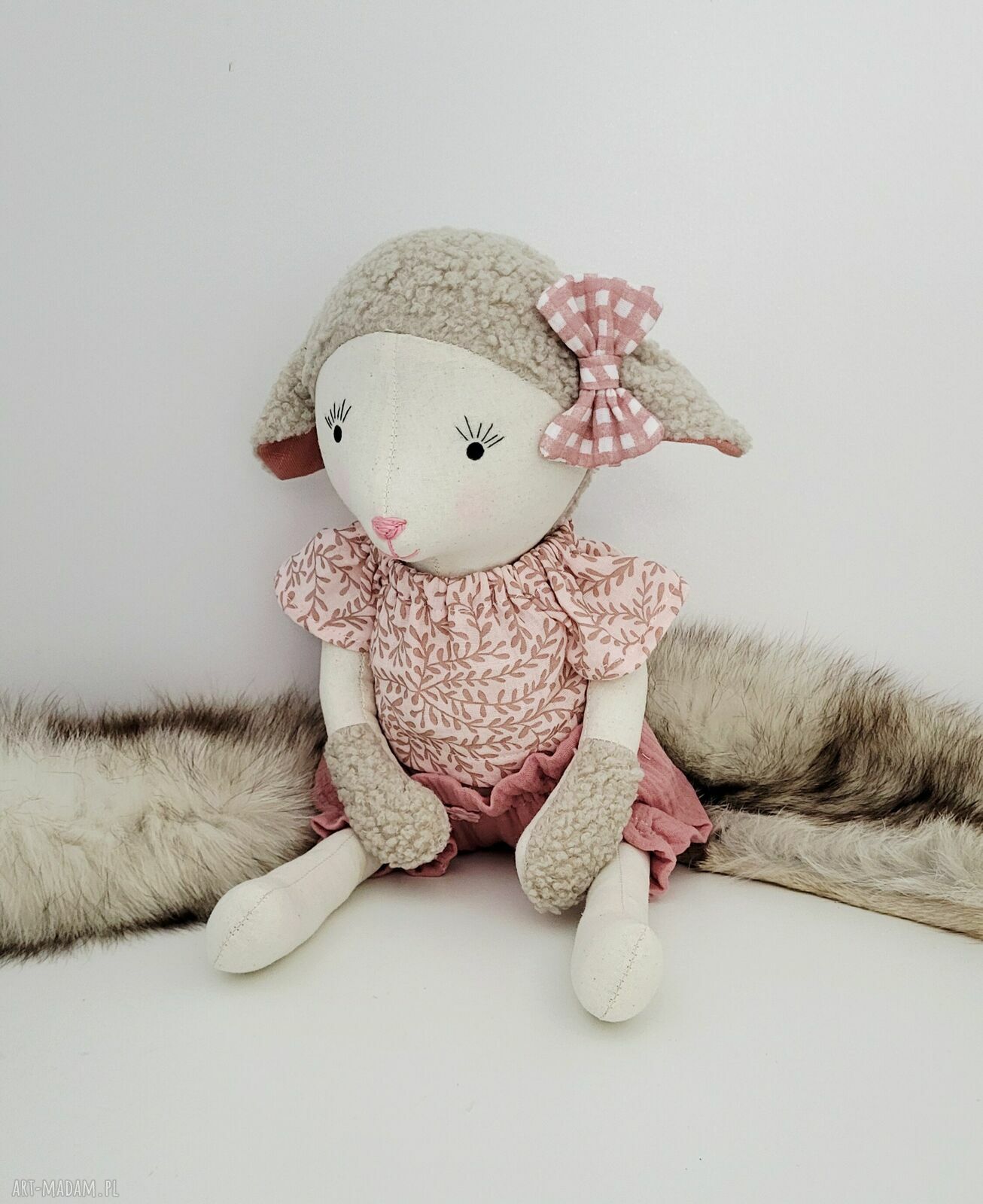 Różowa owieczka - przytulanka z personalizacją, ręcznie szyta ok. 46 cm