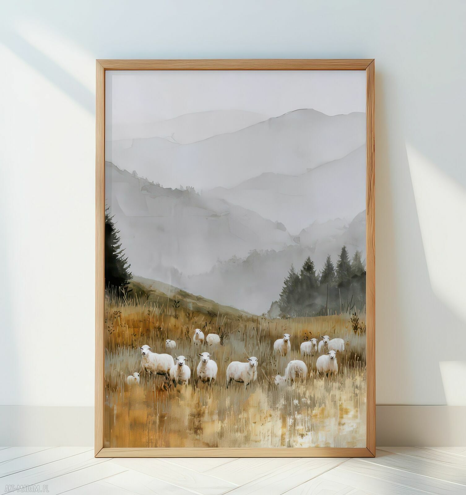 Owce na wypasie - grafika na plakacie A3 z Tatrami