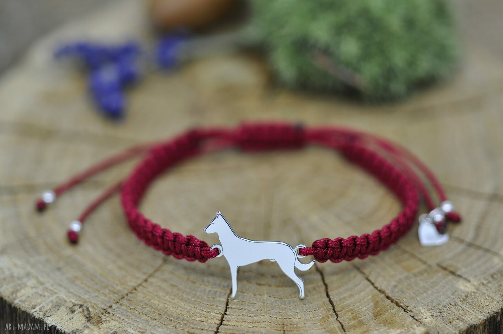 Owczarek belgijski Malinois - bransoletka z psem, srebro 925